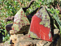 Polished Bastite Dragons Blood Stone Points x 2 From Tshipise, South Africa - Toprock Gemstones and Minerals 