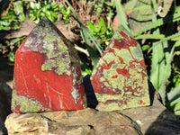 Polished Bastite Dragons Blood Stone Points x 2 From Tshipise, South Africa - Toprock Gemstones and Minerals 