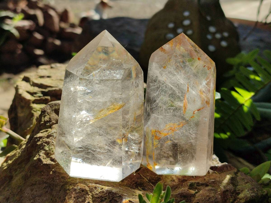 Polished Rainbow Veil Quartz Crystals x 6 From Madagascar - Toprock Gemstones and Minerals 