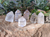 Polished Rainbow Veil Quartz Crystals x 6 From Madagascar