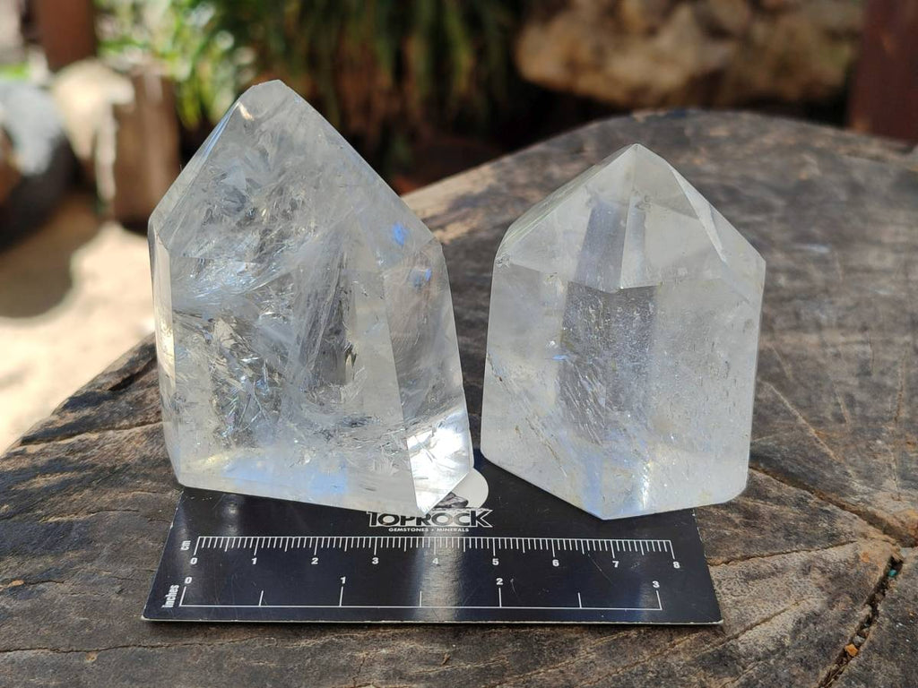 Polished Rainbow Veil Quartz Crystals x 6 From Madagascar - Toprock Gemstones and Minerals 
