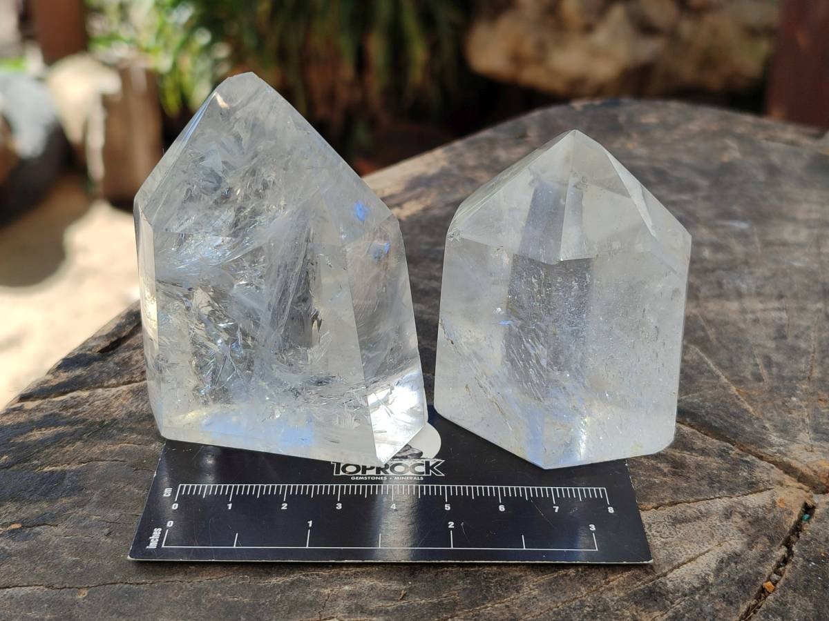 Polished Rainbow Veil Quartz Crystals x 6 From Madagascar - Toprock Gemstones and Minerals 