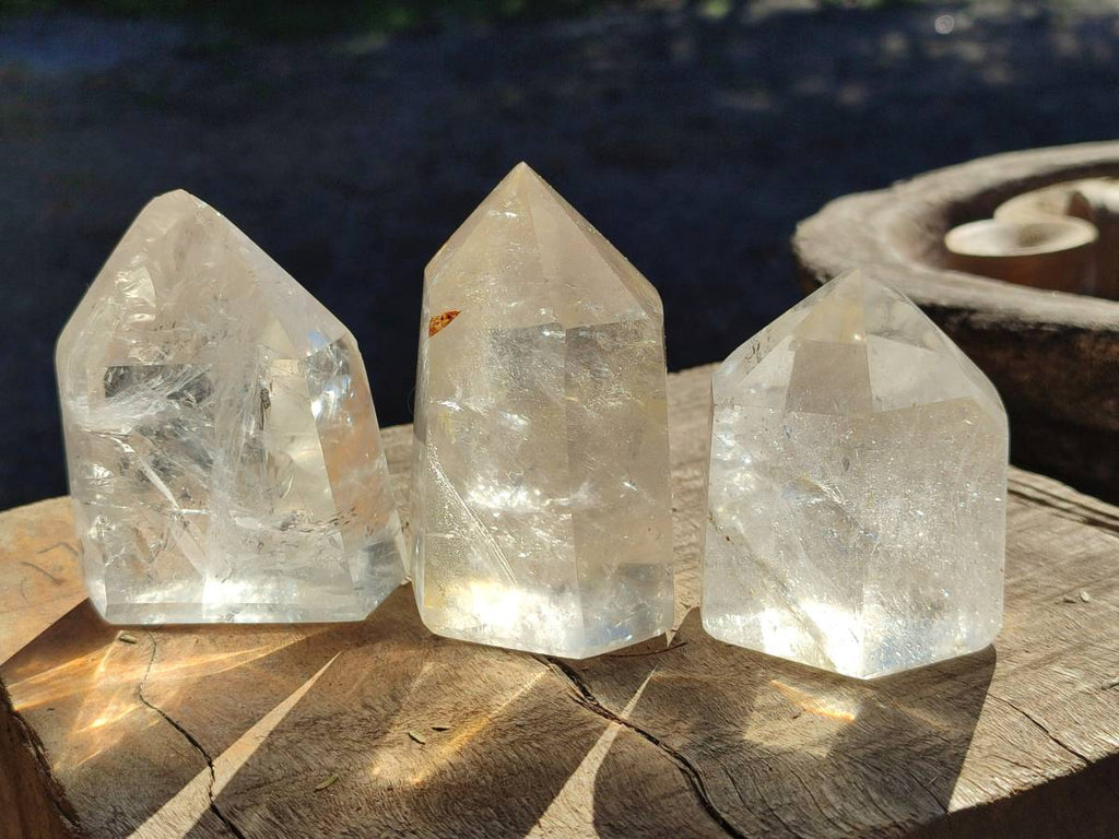 Polished Rainbow Veil Quartz Crystals x 6 From Madagascar - Toprock Gemstones and Minerals 