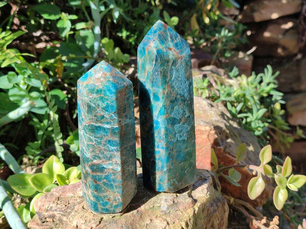 Polished Blue Apatite Points x 4 From Betroka, Madagascar - Toprock Gemstones and Minerals 
