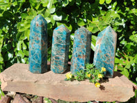 Polished Blue Apatite Points x 4 From Betroka, Madagascar - Toprock Gemstones and Minerals 