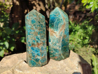 Polished Blue Apatite Points x 4 From Betroka, Madagascar - Toprock Gemstones and Minerals 
