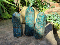 Polished Blue Apatite Points x 4 From Betroka, Madagascar - Toprock Gemstones and Minerals 