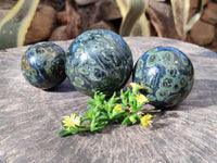 Polished Fossilized Stromatolite Jasper Spheres x 3 From Katsepy, Madagascar