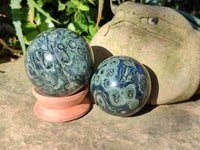 Polished Fossilized Stromatolite Jasper Spheres x 3 From Katsepy, Madagascar