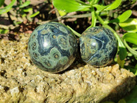 Polished Fossilized Stromatolite Jasper Spheres x 3 From Katsepy, Madagascar