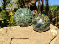 Polished Fossilized Stromatolite Jasper Spheres x 3 From Katsepy, Madagascar