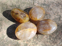 Polished Golden Healer Quartz Palm Stones x 17 From Madagascar