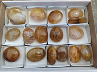 Polished Golden Healer Quartz Palm Stones x 17 From Madagascar
