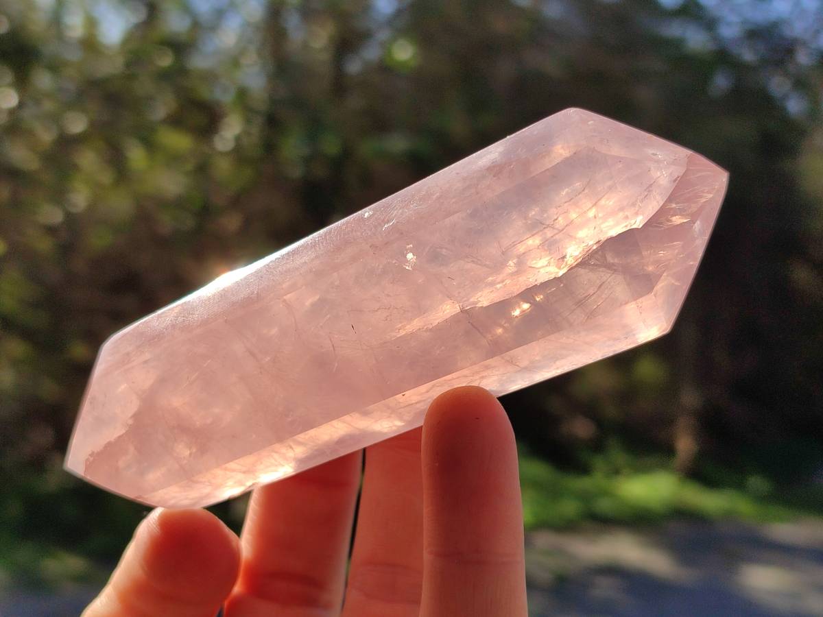 Polished Double Terminated Rose Quartz Points x 6 Madagascar - Toprock Gemstones and Minerals 