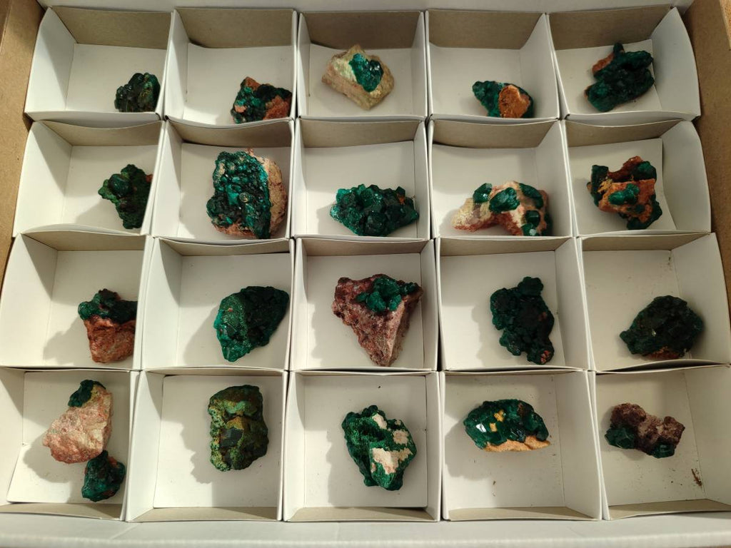 Natural Dioptase on Dolomite Matrix Specimens x 22 From Likasi, Congo - Toprock Gemstones and Minerals 