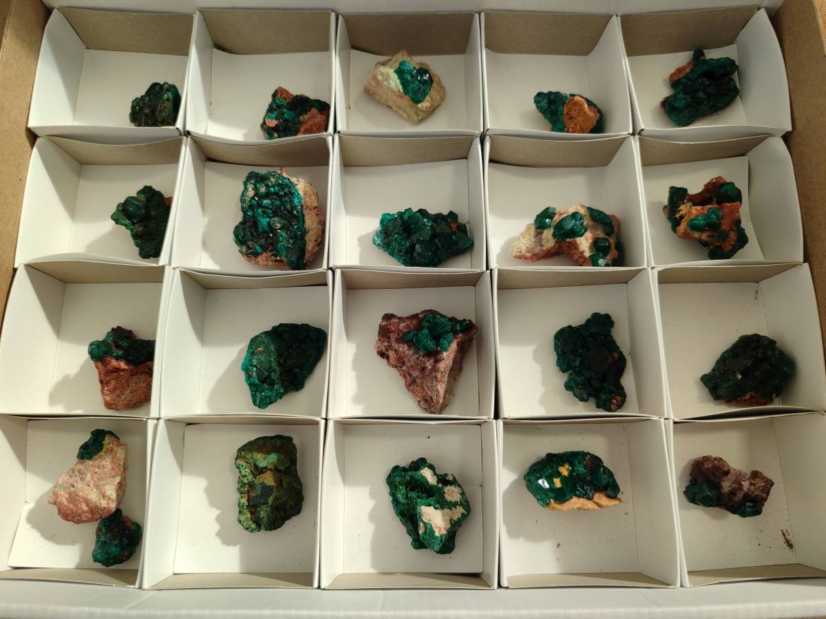 Natural Dioptase on Dolomite Matrix Specimens x 22 From Likasi, Congo - Toprock Gemstones and Minerals 