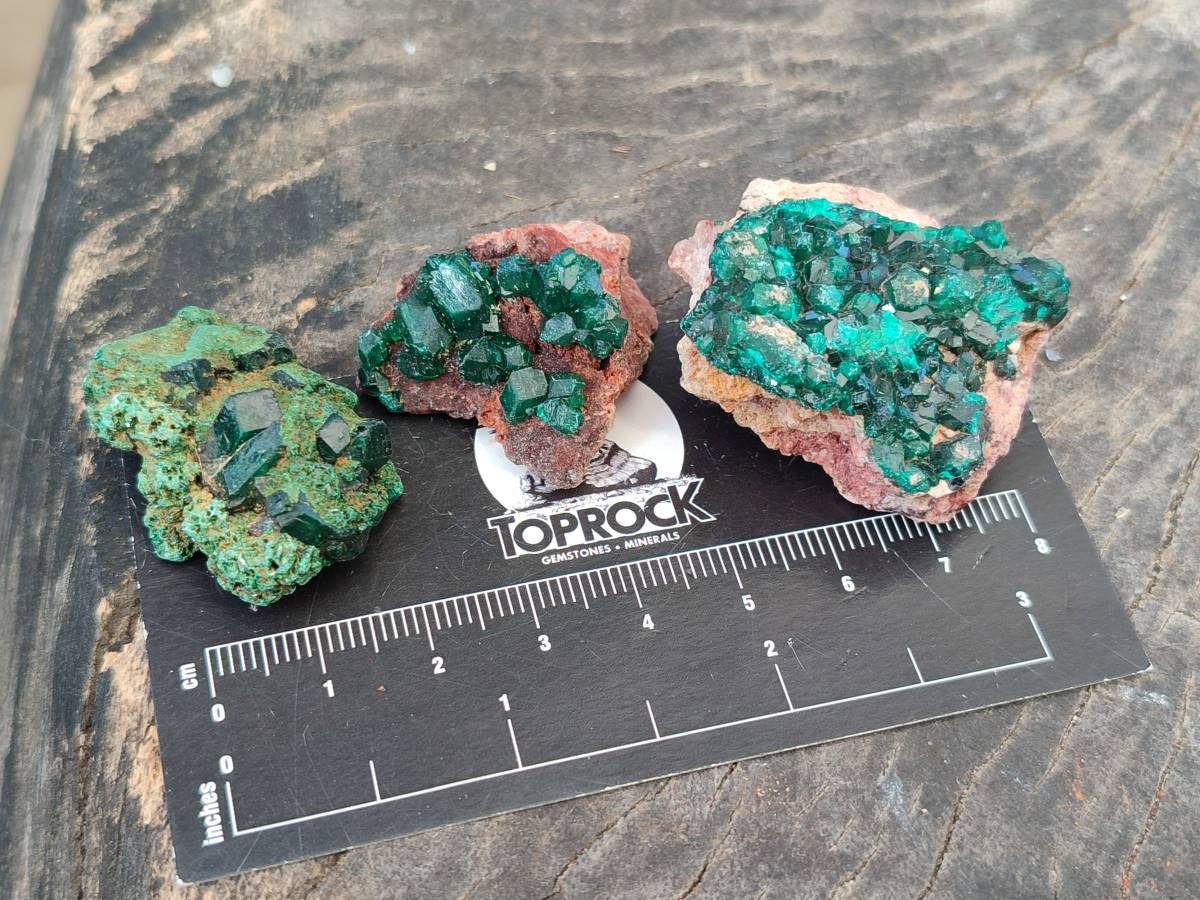 Natural Dioptase on Dolomite Matrix Specimens x 22 From Likasi, Congo - Toprock Gemstones and Minerals 