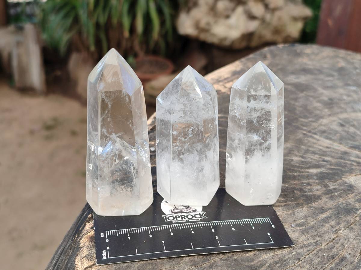 Polished Clear Quartz Crystals x 13 From Madagascar - Toprock Gemstones and Minerals 