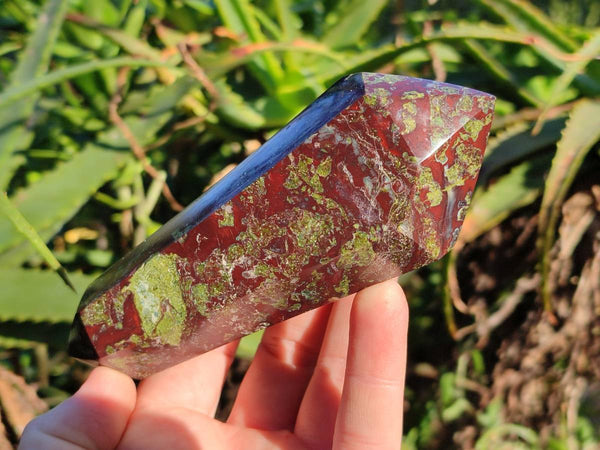 Polished Double Terminated Bastite Dragons Blood Stone Points x 4 From Tshipise, South Africa