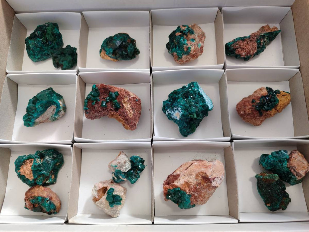 Natural Dioptase on Dolomite Matrix Specimens x 16 From Likasi, Congo - Toprock Gemstones and Minerals 