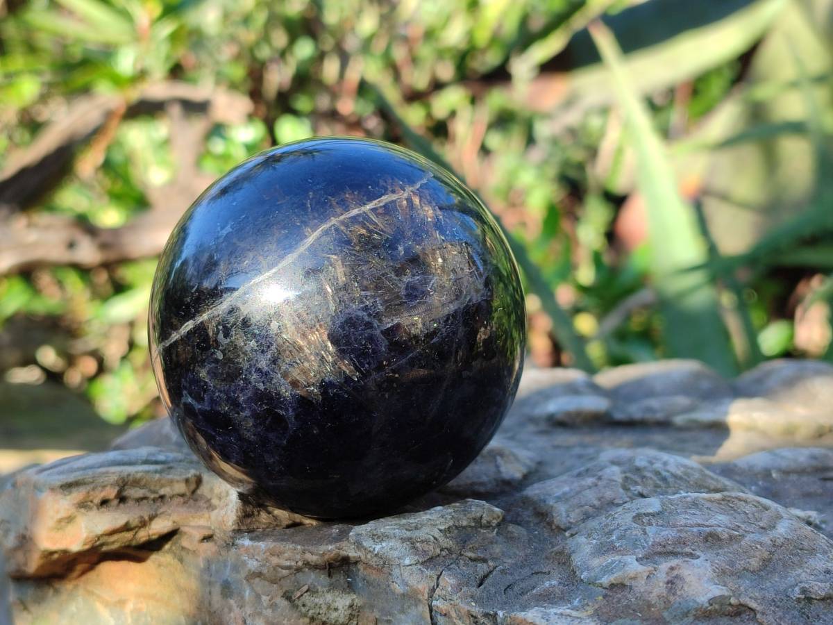 Polished Iolite Spheres x 2 From Ambatofinandrahana, Madagascar - Toprock Gemstones and Minerals 
