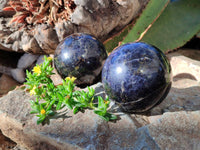 Polished Iolite Spheres x 2 From Ambatofinandrahana, Madagascar