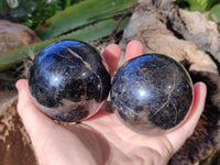 Polished Iolite Spheres x 2 From Ambatofinandrahana, Madagascar