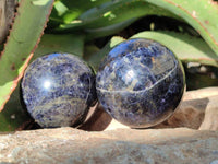Polished Iolite Spheres x 2 From Ambatofinandrahana, Madagascar