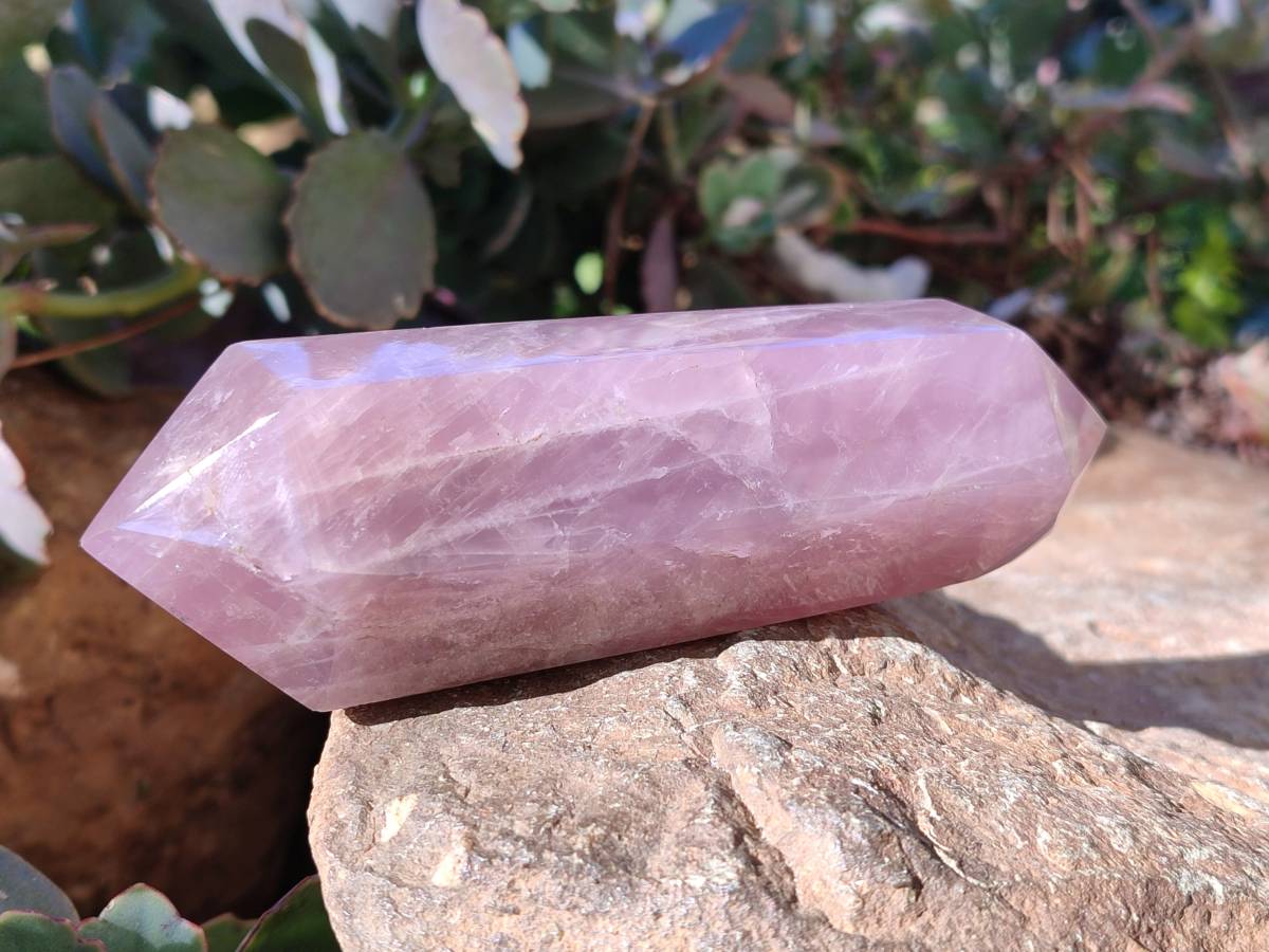 Polished Double Terminated Rose Quartz Points x 5 Madagascar - Toprock Gemstones and Minerals 