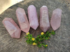 Polished Double Terminated Rose Quartz Points x 5 Madagascar - Toprock Gemstones and Minerals 