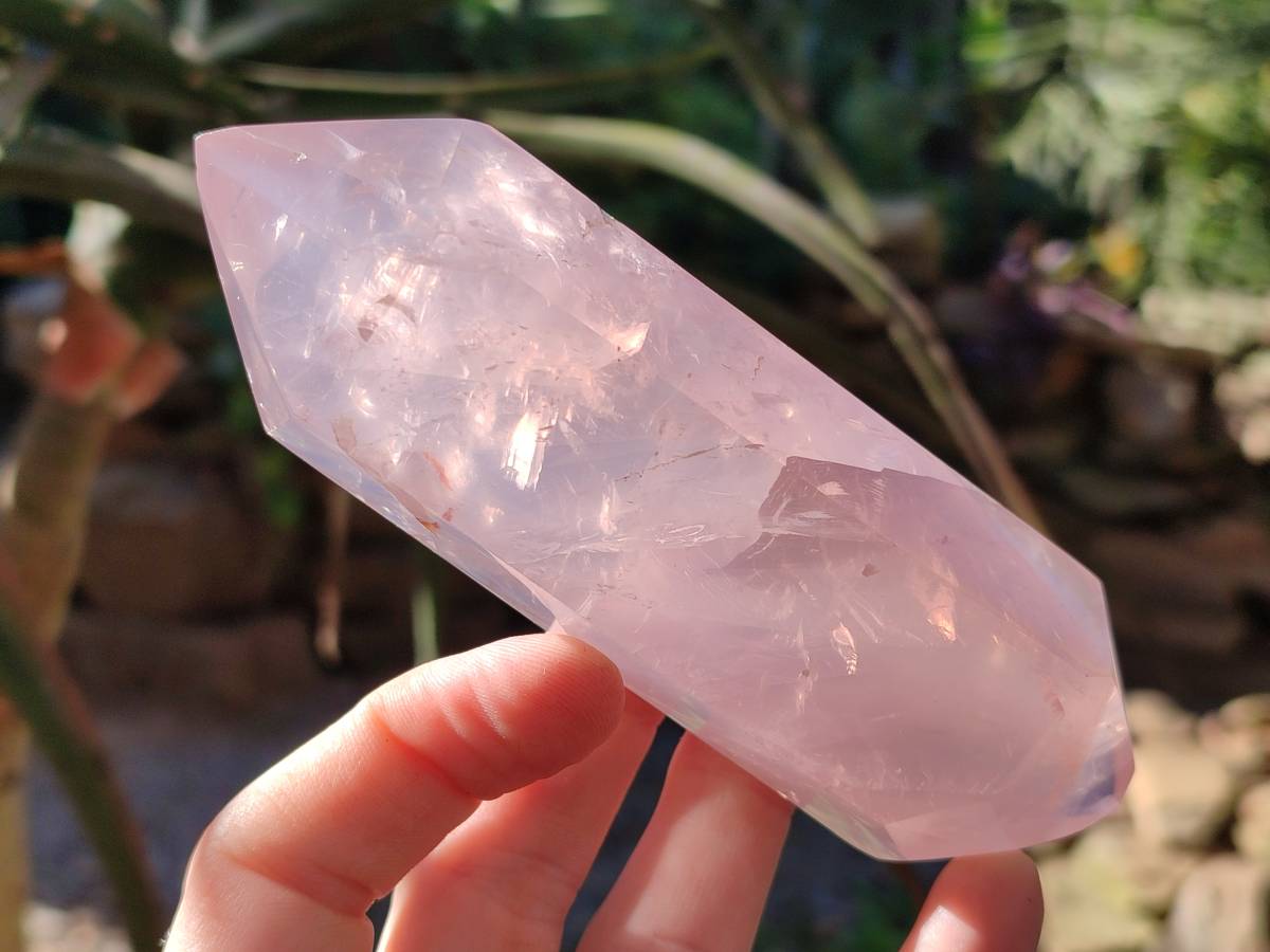 Polished Double Terminated Rose Quartz Points x 5 Madagascar - Toprock Gemstones and Minerals 