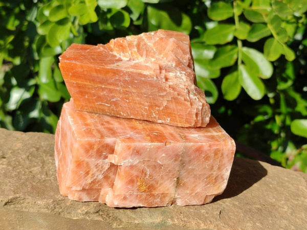 Natural Sunset Orange Calcite Specimens x 4 From Spitzkop, Namibia