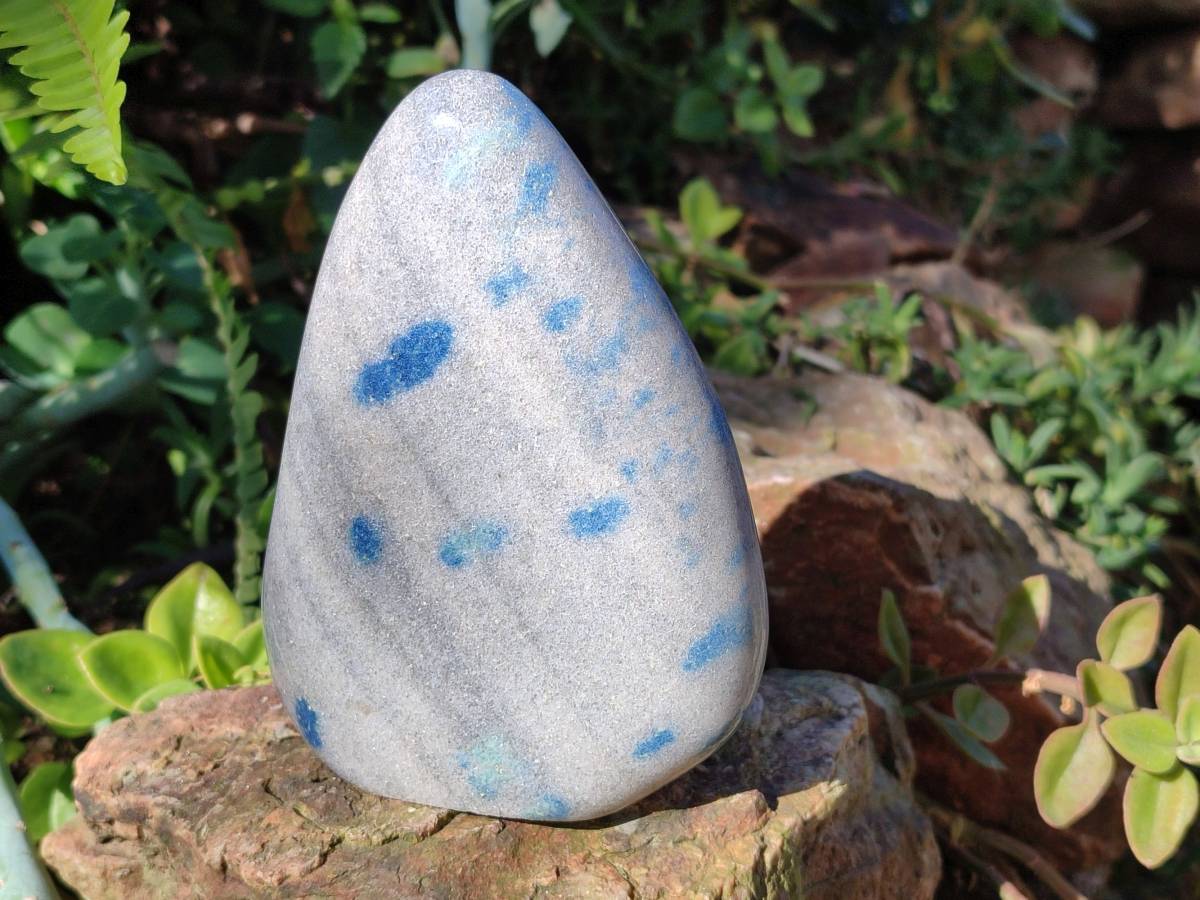 Polished Blue Spinel Spotted Standing Free Forms x 2 From Madagascar - Toprock Gemstones and Minerals 