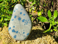Polished Blue Spinel Spotted Standing Free Forms x 2 From Madagascar