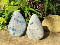 Polished Blue Spinel Spotted Standing Free Forms x 2 From Madagascar
