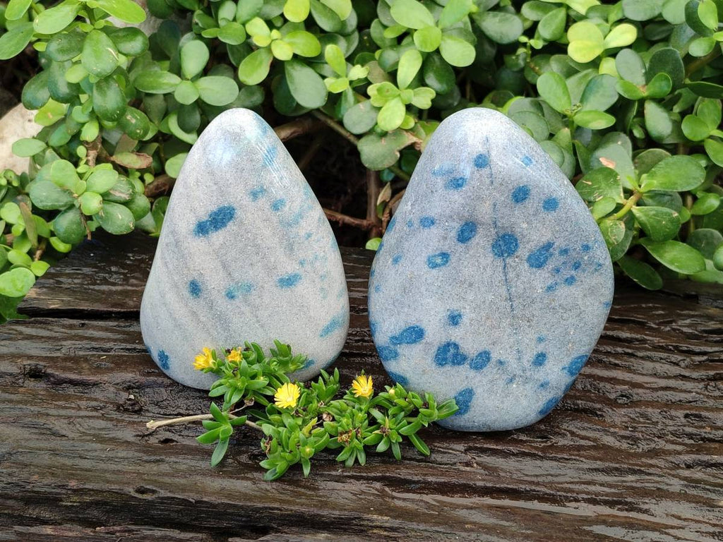 Polished Blue Spinel Spotted Standing Free Forms x 2 From Madagascar - Toprock Gemstones and Minerals 