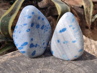 Polished Blue Spinel Spotted Standing Free Forms x 2 From Madagascar