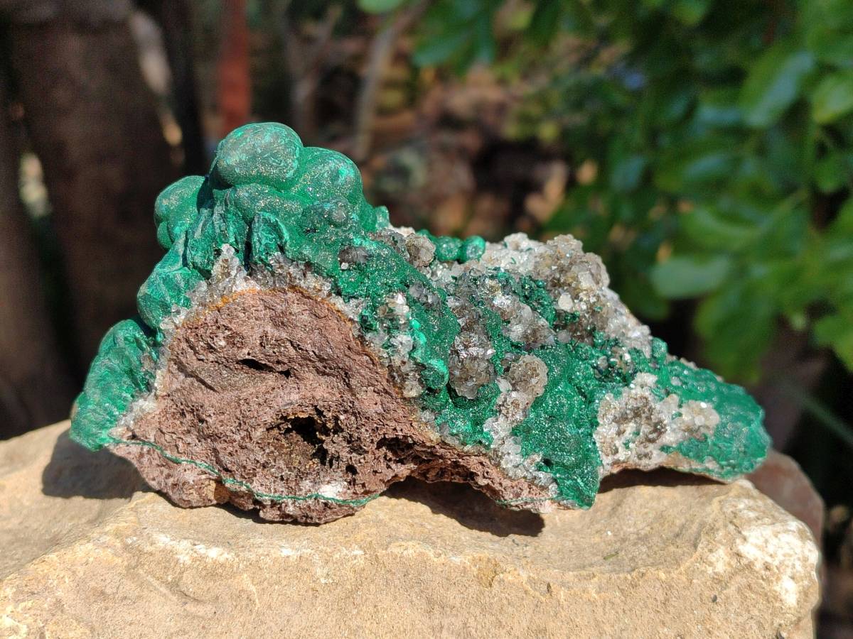 Natural Ball Malachite and Drusi Quartz On Dolomite Matrix Specimens x 2 From Kambove, Congo - Toprock Gemstones and Minerals 