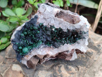 Natural Ball Malachite and Drusi Quartz On Dolomite Matrix Specimens x 2 From Kambove, Congo
