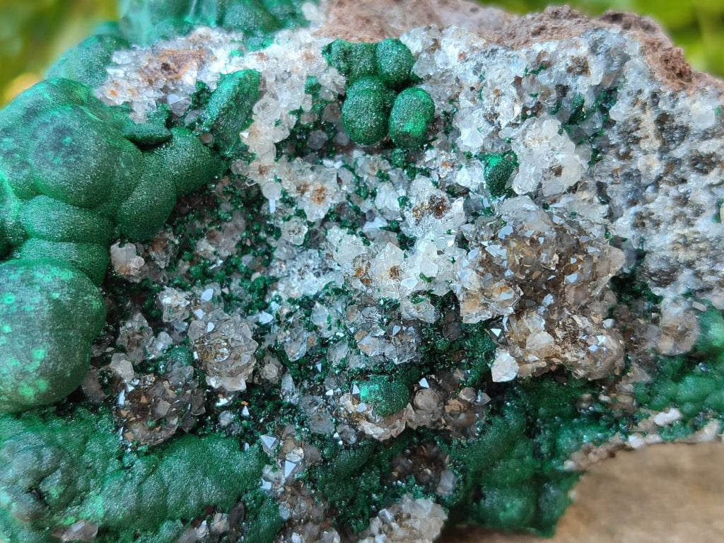 Natural Ball Malachite and Drusi Quartz On Dolomite Matrix Specimens x 2 From Kambove, Congo - Toprock Gemstones and Minerals 