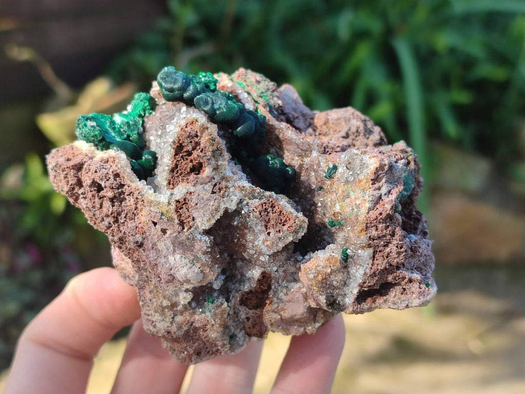 Natural Silky Ball Malachite and Drusy Quartz on Dolomite Specimens x 3 From Mindingi Mine, Kambove, Congo