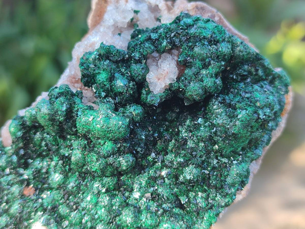 Natural Silky Ball Malachite and Drusy Quartz on Dolomite Specimens x 3 From Mindingi Mine, Kambove, Congo