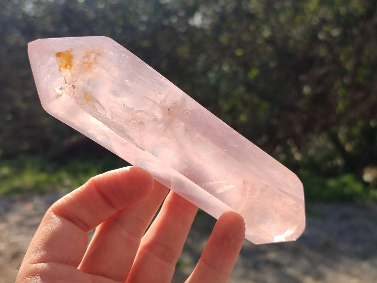 Polished Double Terminated Rose Quartz Points x 6 Madagascar - Toprock Gemstones and Minerals 