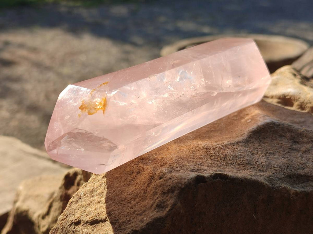 Polished Double Terminated Rose Quartz Points x 6 Madagascar - Toprock Gemstones and Minerals 