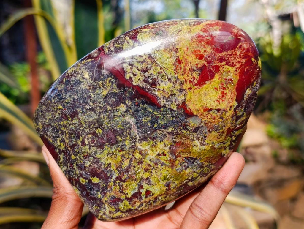Polished Bastite Dragons Blood Stone Standing Free Forms x 2 From Tshipise, South Africa - Toprock Gemstones and Minerals 