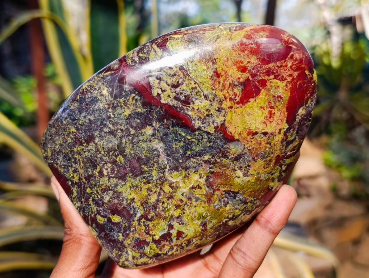 Polished Bastite Dragons Blood Stone Standing Free Forms x 2 From Tshipise, South Africa - Toprock Gemstones and Minerals 