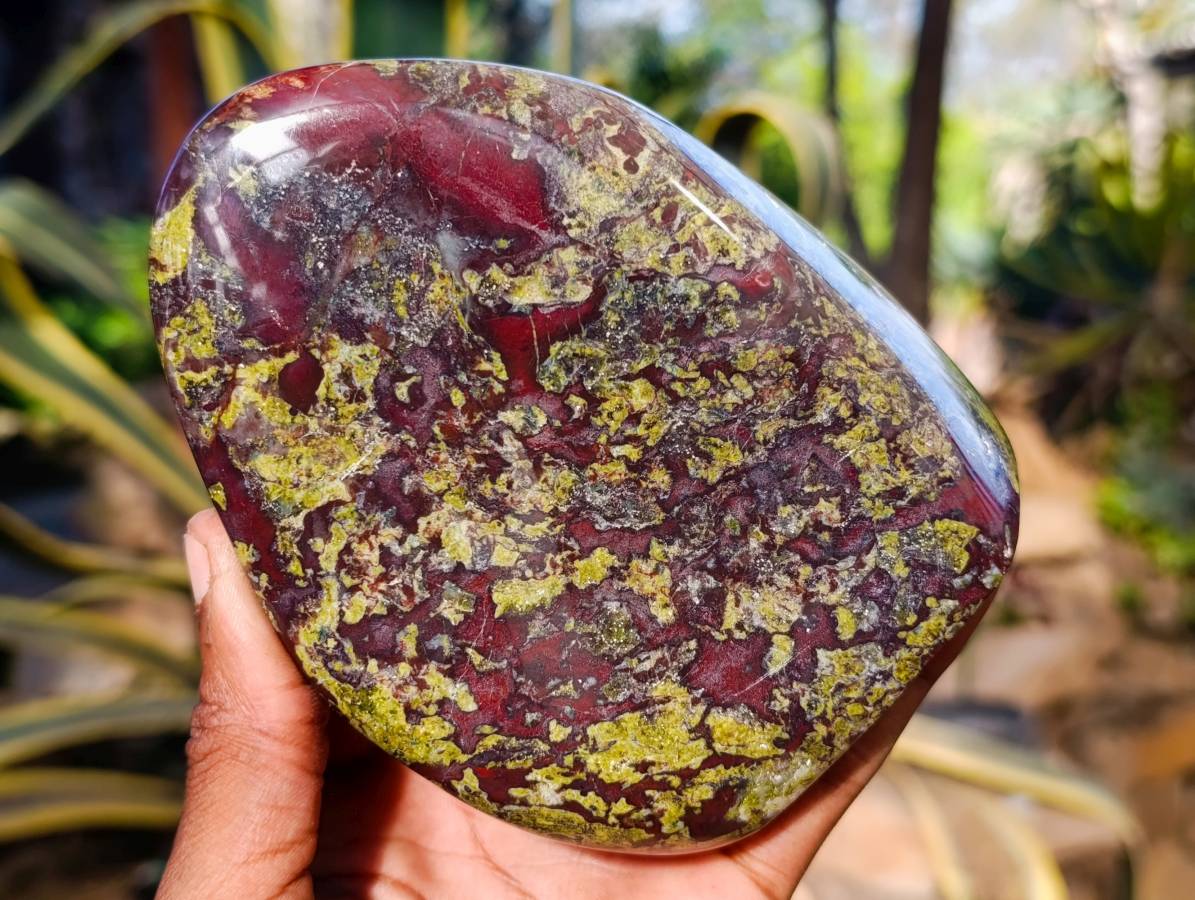Polished Bastite Dragons Blood Stone Standing Free Forms x 2 From Tshipise, South Africa - Toprock Gemstones and Minerals 