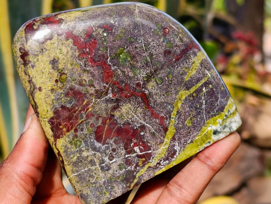 Polished Bastite Dragons Blood Stone Standing Free Forms x 2 From Tshipise, South Africa - Toprock Gemstones and Minerals 
