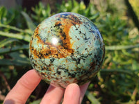 Polished "African Turquoise" Chrysocolla Spheres x 2 From Blue Mine, South Africa