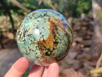 Polished "African Turquoise" Chrysocolla Spheres x 2 From Blue Mine, South Africa